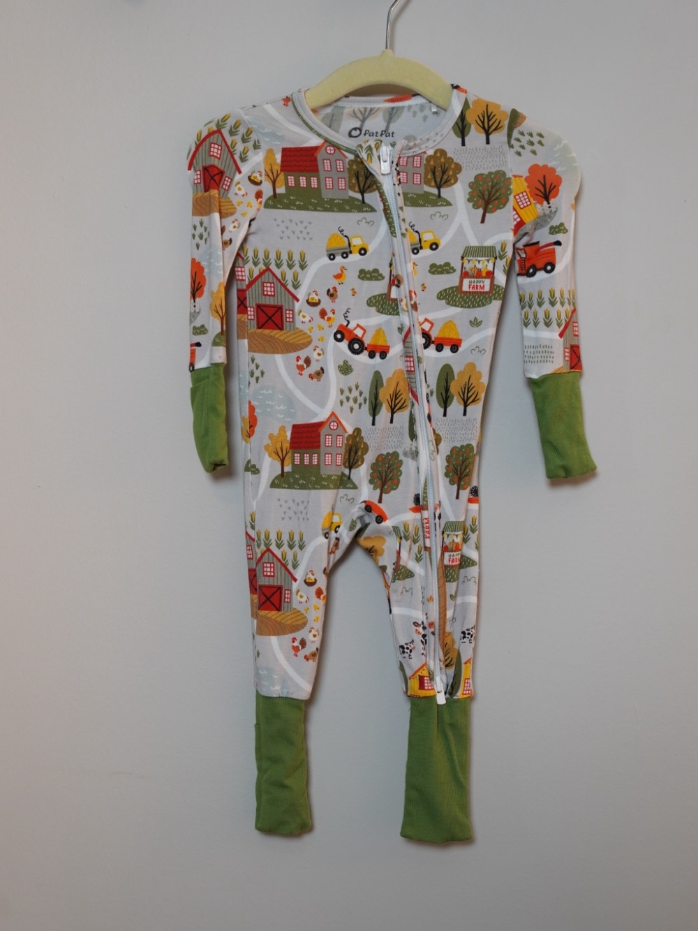 Bamboo Fall Farm Print One-Piece Zip Pajama